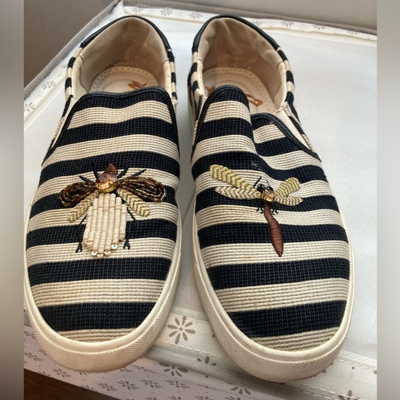 Sam Edelman Shoes - Sam Edelman Black and Cream Striped Flats